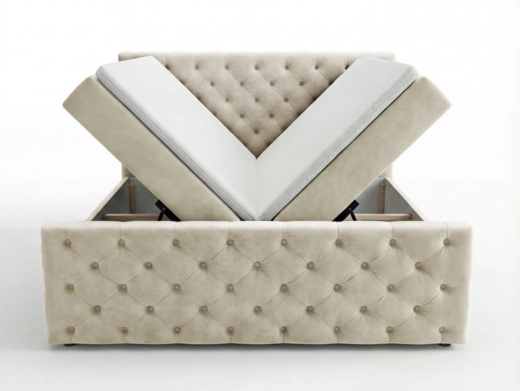 Boxspringbett mit Bettkasten 160x200 Montego Creme