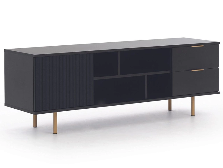 TV-Lowboard mit Schubladen und Türen Ankara Schwarz Matt