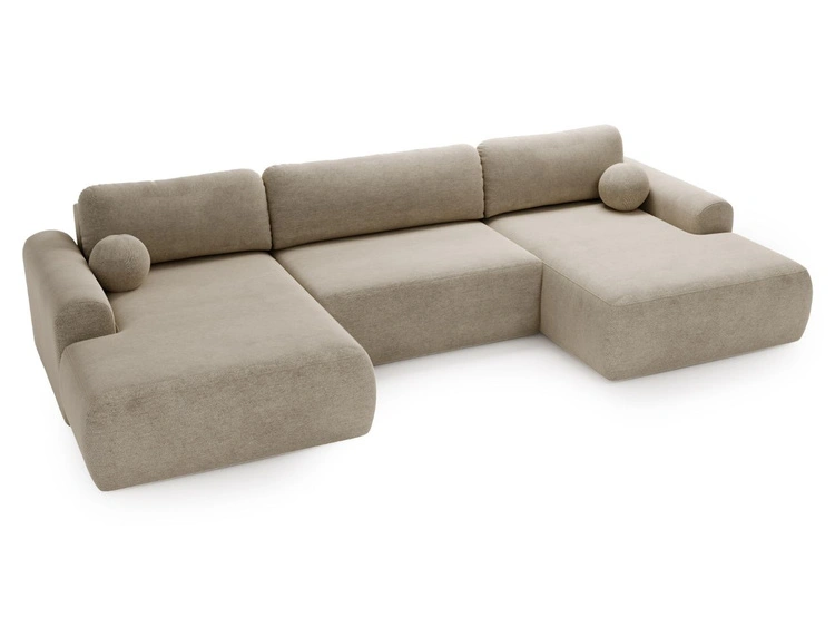 Wohnlandschaft mit Schlaffunktion und Bettkasten Savana Beige