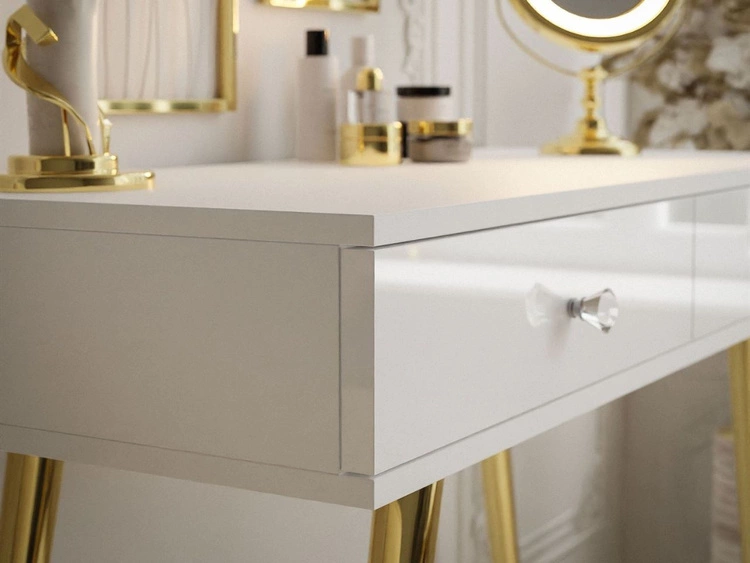 Konsolentisch mit Schubladen und Kristallgriffen Olivine Weiß Hochglanz