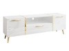 Wohnzimmer-Set mit goldenen Metallbeinen und goldenen Griffen Lunelie Weiß Hochglanz