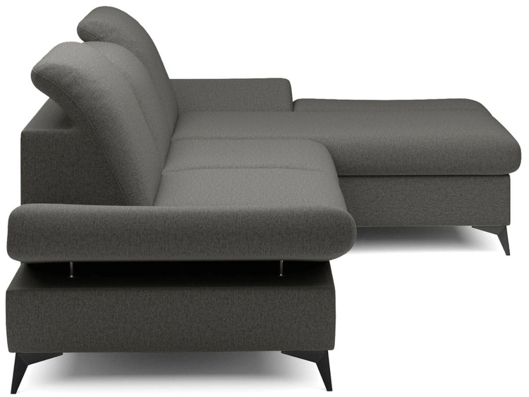 Ecksofa L-Form Rechts mit Schlaffunktion und Bettkasten Hannover Dunkelgrau