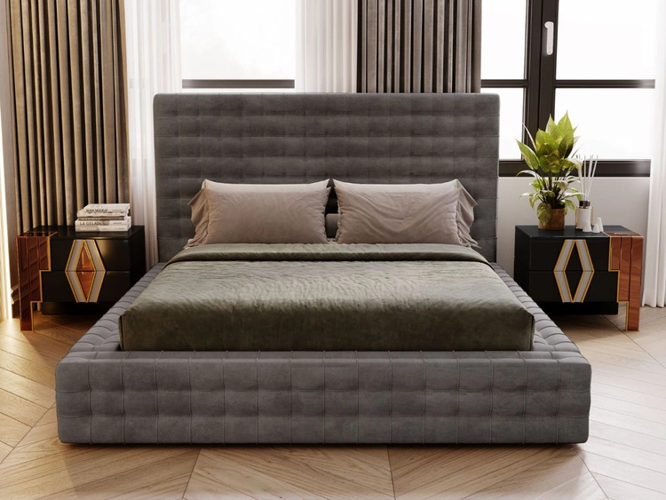 Polsterbett mit Bettkasten und Lattenrost 180x200 Barbados Grau