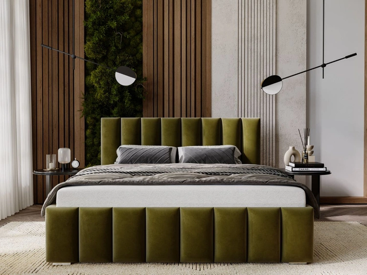 Polsterbett mit Bettkasten und Lattenrost 120x200 Neos Grün