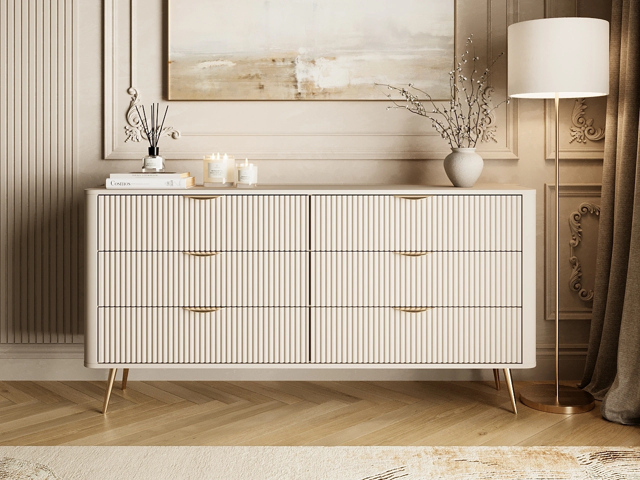 Kommode mit 6 Schubladen Latina Beige