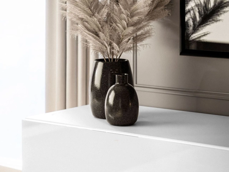 TV-Schrank 90 cm mit LED-Beleuchtung und goldenen Beinen Aurelie Weiß Hochglanz