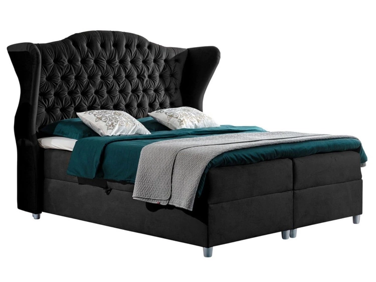 Boxspringbett mit Bettkasten 140x200 Kate Schwarz