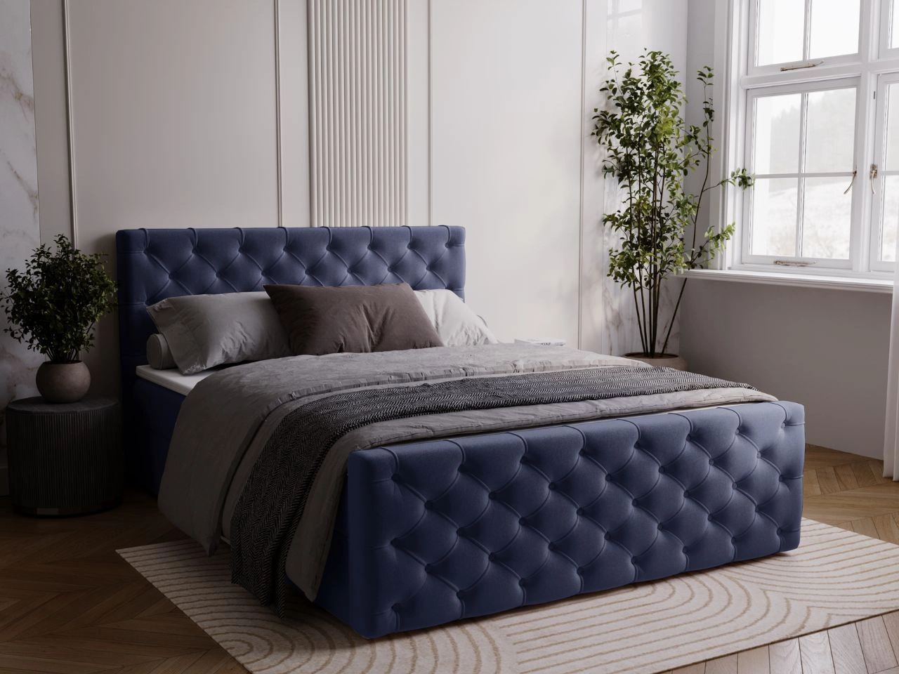 Boxspringbett mit Bettkasten 160x200 Montego Blau