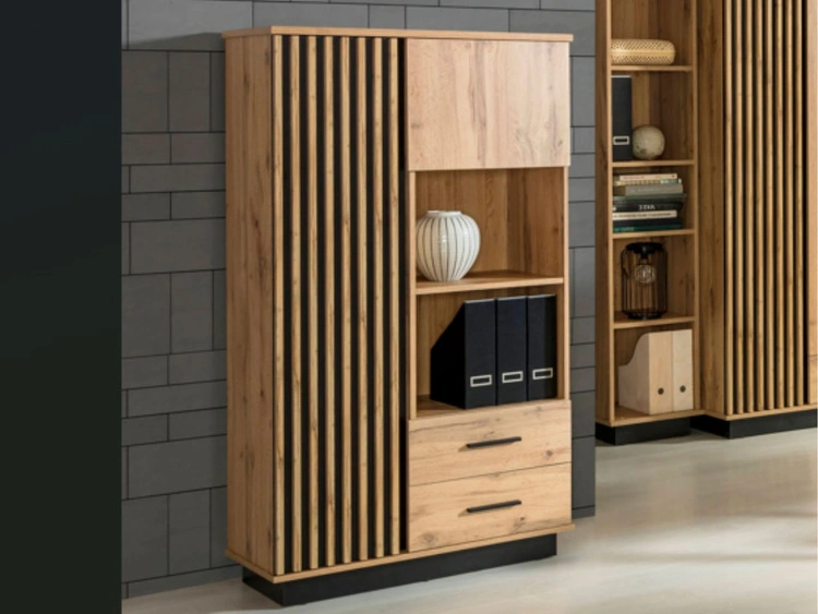 Set industrial Wohnzimmermöbel Lavore Wotan Eiche, Schwarz matt