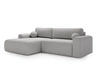 Ecksofa L-Form mit Schlaffunktion und Bettkasten Savana Links Bouclé-Stoff Grau