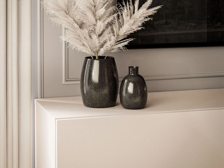 TV-Schrank 90 cm mit LED-Beleuchtung und schwarzen Beinen Aurelie Kaschmir matt