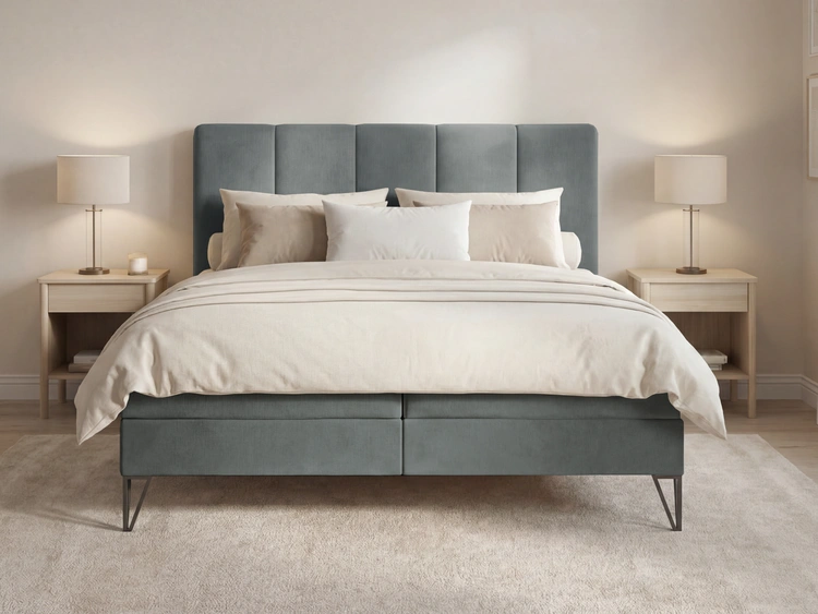 Boxspringbett mit Bettkasten 120x200 Vendi grau
