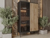 Vitrinenschrank mit Led Deo 166 cm Schwarz, EIche Wotan