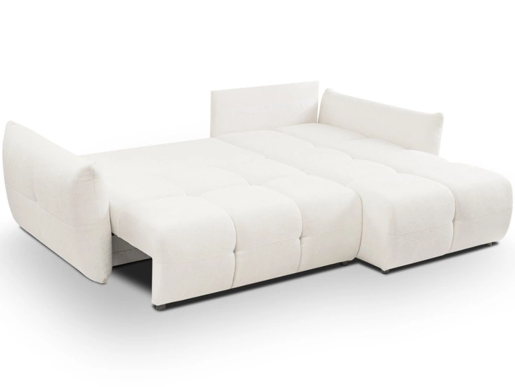 Ecksofa L-Form mit Schlaffunktion und Bettkasten Bene Creme