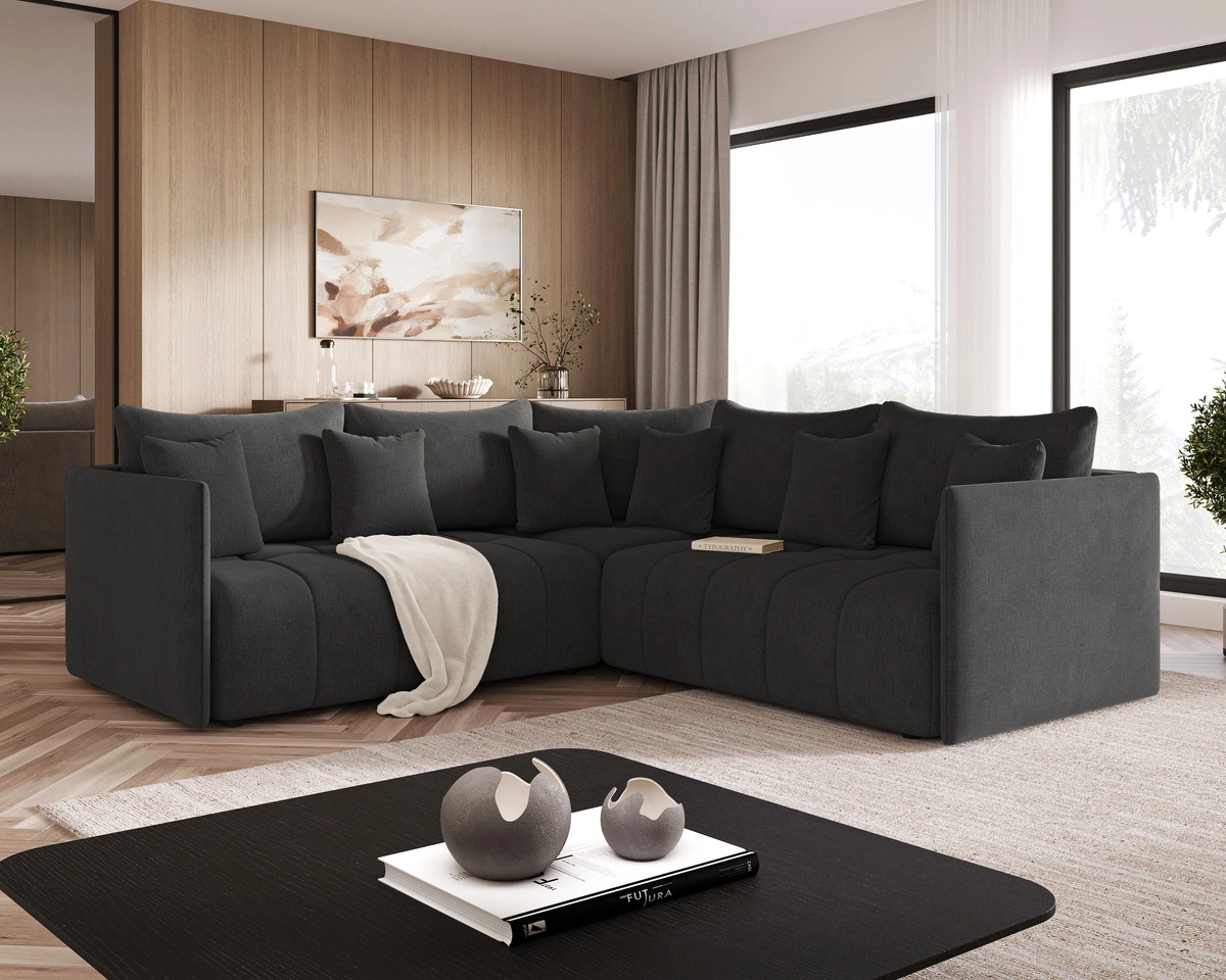 Ecksofa L-Form mit Schlaffunktion und Bettkasten Ardi L Anthrazit