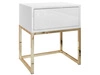 Nachttisch mit Schublade und goldenem Gestell Brisa Weiß Hochglanz