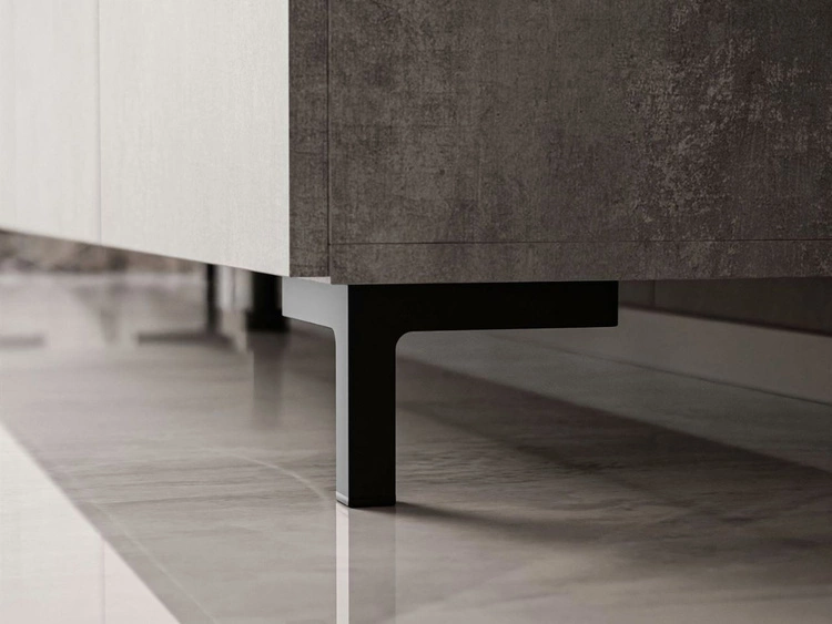 TV-Lowboard mit Türen auf Schwarzen Beinen 200 cm Nodoo Beton