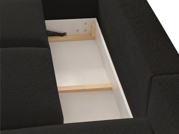 Ecksofa L-Form mit Schlaffunktion und Bettkasten Avelin Links Schwarz