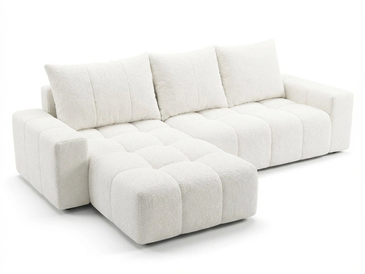 Ecksofa L-Form mit Schlaffunktion und Bettkasten Bresso Creme