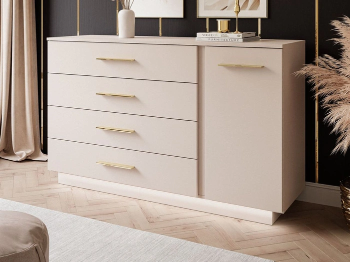 Kommode mit Türe, Schubladen und LED-Beleuchtung Nuveo Kaschmir