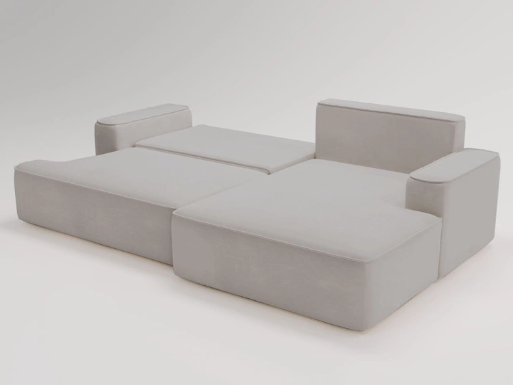 Ecksofa L-Form Rechts mit Schlaffunktion und Bettkasten California Hellgrau