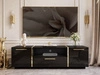 TV-Lowboard im Glamour-Stil, zweitürig mit Schublade Lunelie Schwarz Hochglanz