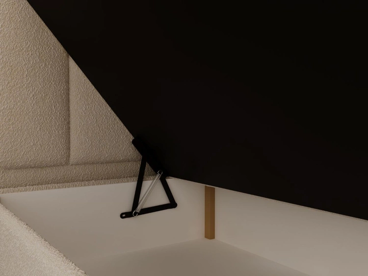 Boxspringbett mit Bettkasten 160x200 Bouclé-Stoff Cloud Beige