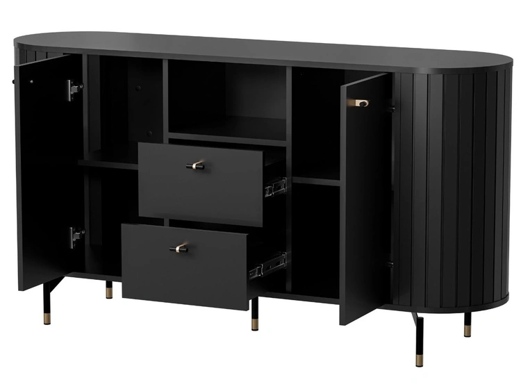 Möbel-Set für Wohnzimmer Soria Schwarz mat