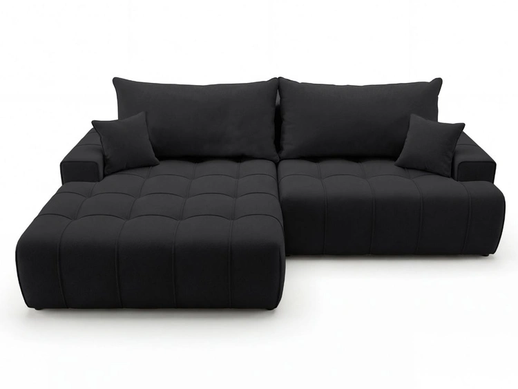 Ecksofa L-Form mit Schlaffunktion und Bettkasten Tulio Links Schwarz
