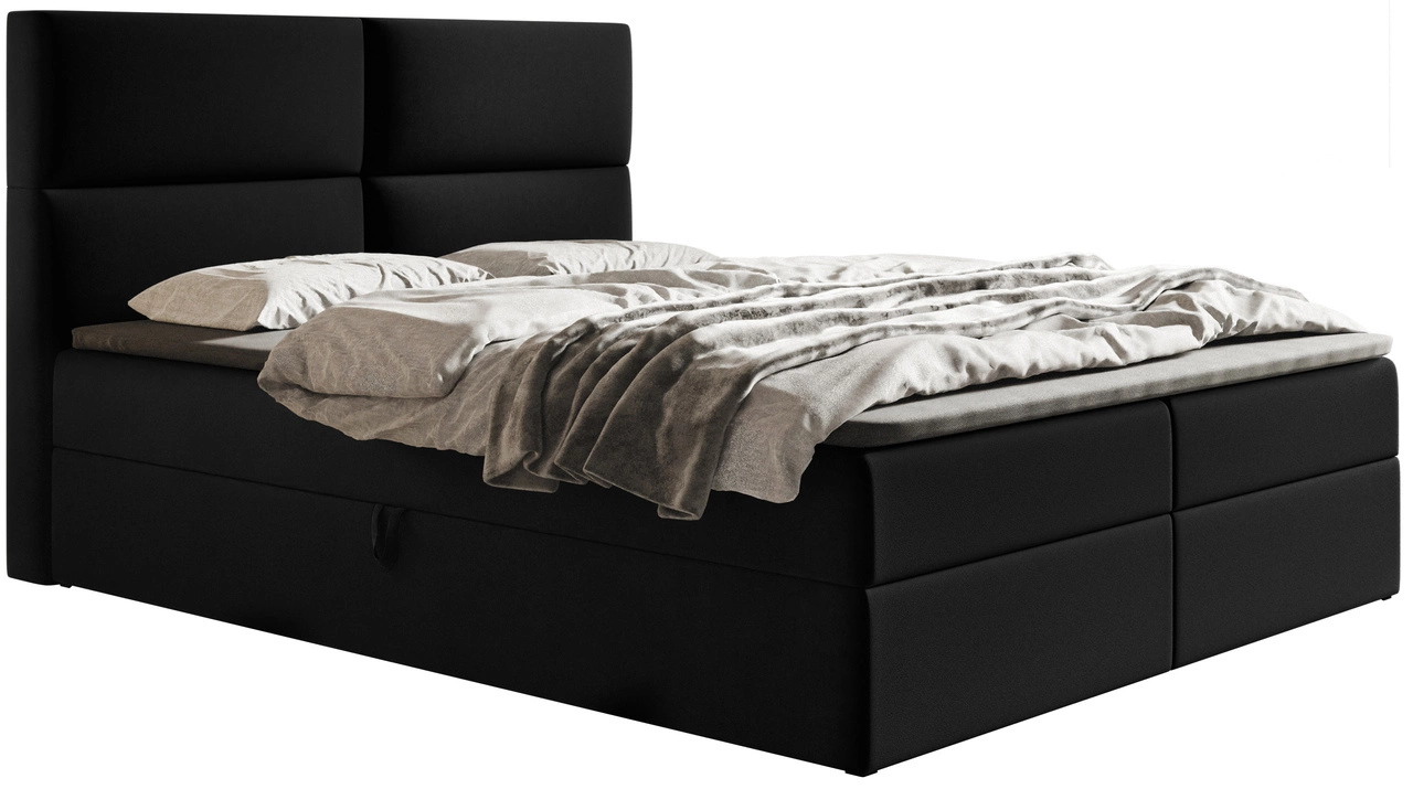 Boxspringbett mit Bettkasten 180x200 Hera - Schwarz