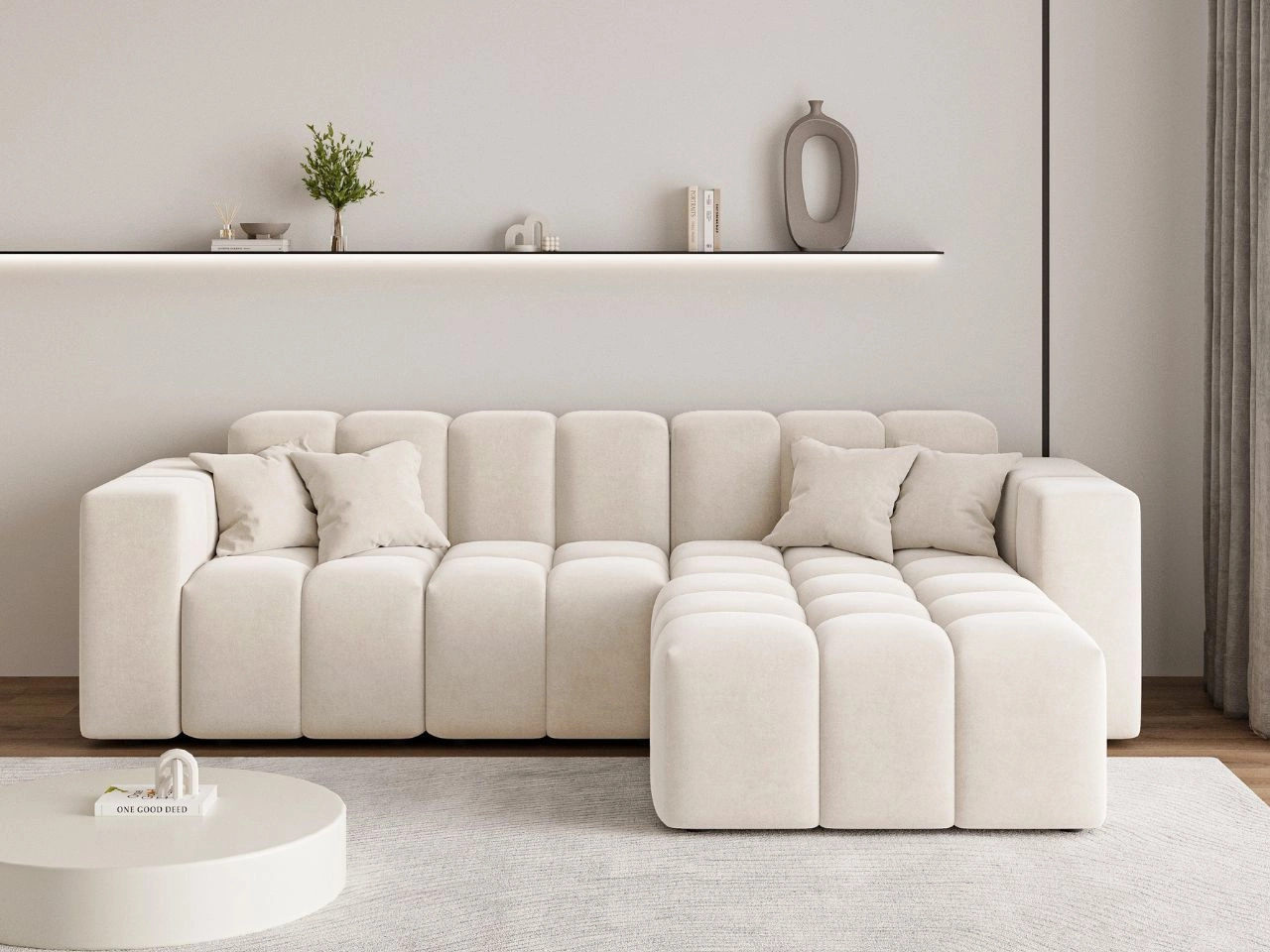Ecksofa L-Form Rechts Moderne Ecksofa Loopo Creme