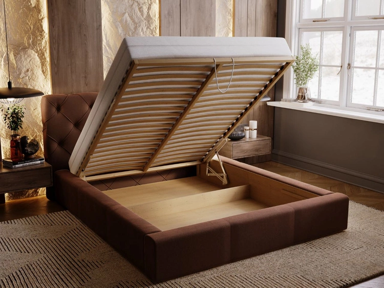 Polsterbett mit Bettkasten und Lattenrost 160x200 Milano Braun