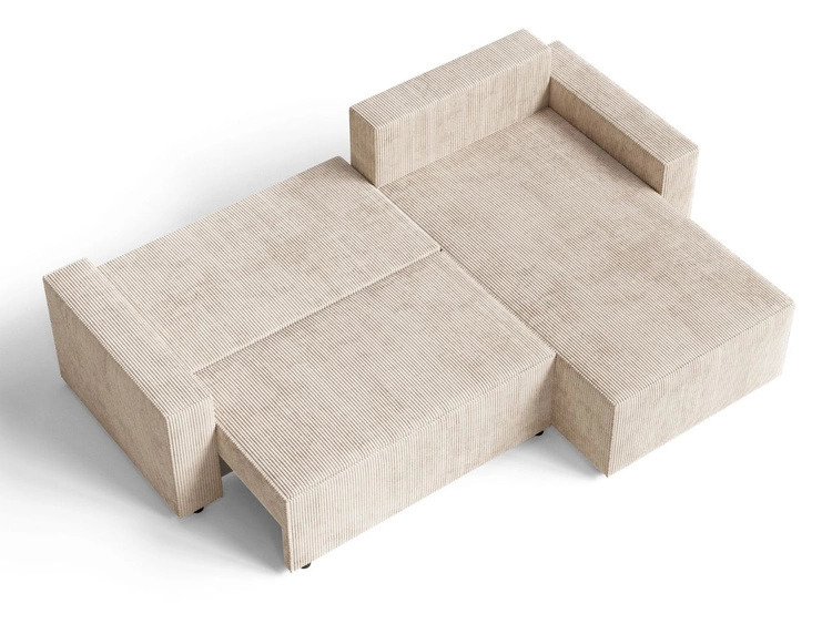 Ecksofa L-Form mit Schlaffunktion und Bettkasten Nivo Beige