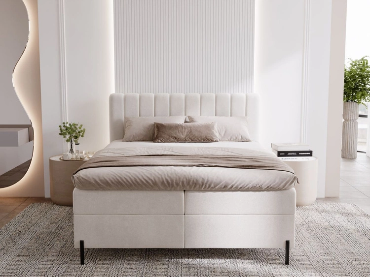 Boxspringbett mit Bettkasten 140x200 Primavera Creme