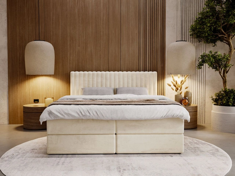 Boxspringbett mit Bettkasten 180x200 Marbella Beige