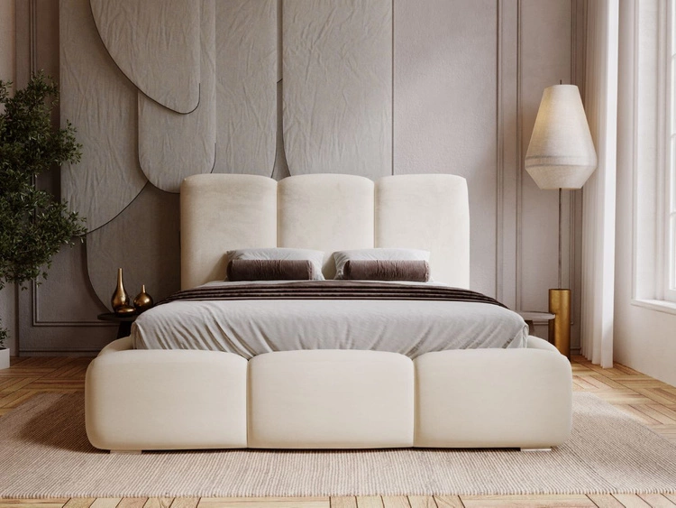 Polsterbett mit Bettkasten und Metallrahmen 180x200 Bubble Beige