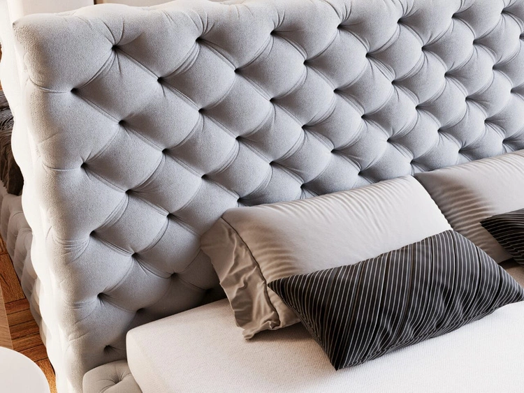 Polsterbett mit Bettkasten und Lattenrost 120x200 Astra Hellgrau