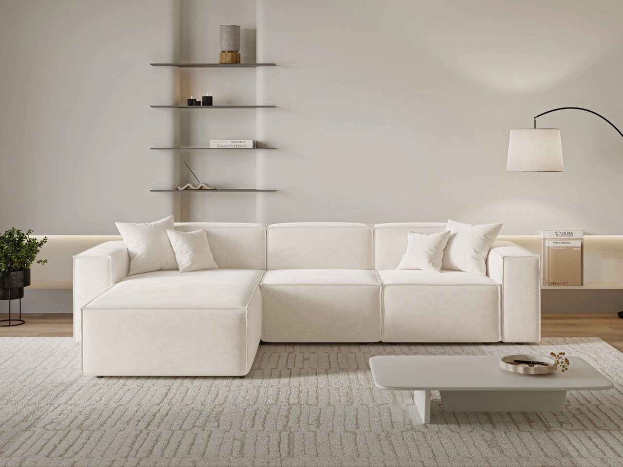 Ecksofa L-Form Links Arizona Creme