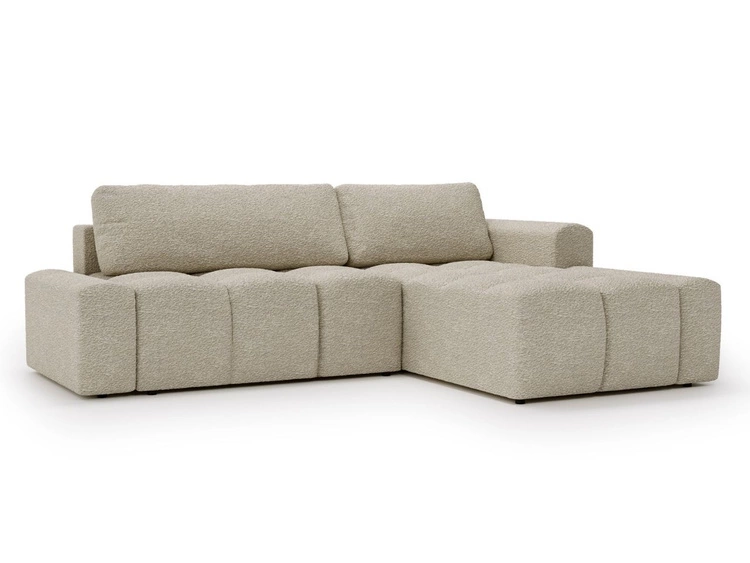 Ecksofa L-Form Rechts mit Schlaffunktion und Bettkasten Lana Beige