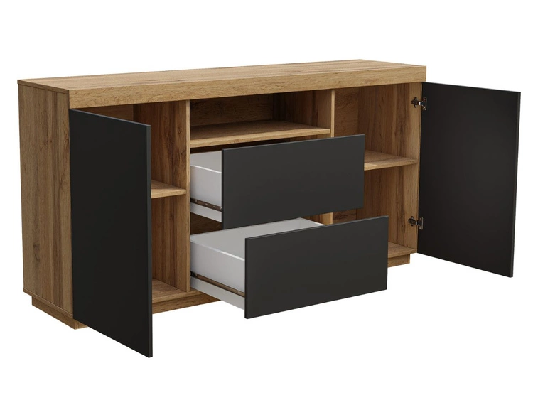 Wohnzimmer-Set im Loft-Stil Asumi Weiß und Eiche Wotan