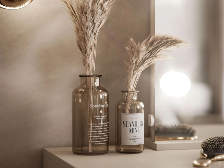 Breiter Schminktisch mit Spiegel, Schubladen und LED-Beleuchtung Melo Elite Kaschmir Hochglanz