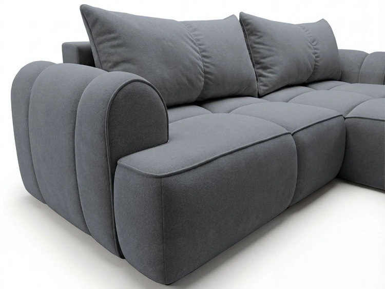 Ecksofa L-Form Rechts mit Schlaffunktion und Bettkasten Bonno Dunkelgrau