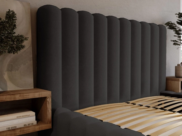 Polsterbett mit Bettkasten und Lattenrost 140x200 Rotto Schwarz