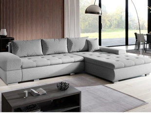 Ecksofa L-Form mit Schlaffunktion und Bettkasten Sonia Grau