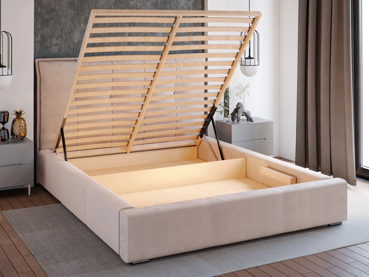 Polsterbett mit Bettkasten und Lattenrost 120x200 Valencia Beige