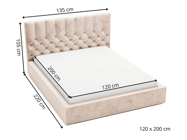 Polsterbett mit Bettkasten und Lattenrost 120x200 Roma Grau