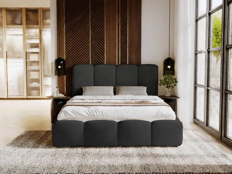 Polsterbett mit Bettkasten und Lattenrost 160x200 Galli Schwarz