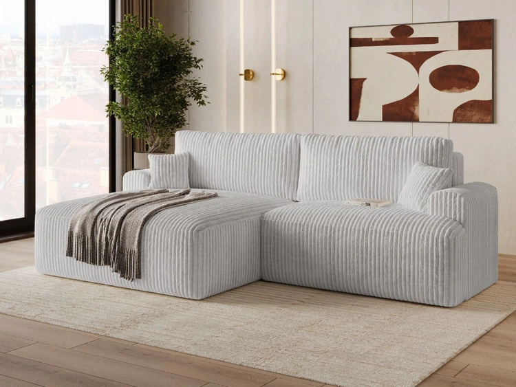 Ecksofa L-Form mit Schlaffunktion und Bettkasten Serene Links Grau
