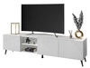 TV-Schrank mit 3D-gefrästen Fronten und schwarzen Metallbeinen Celiane Weiß Glanz