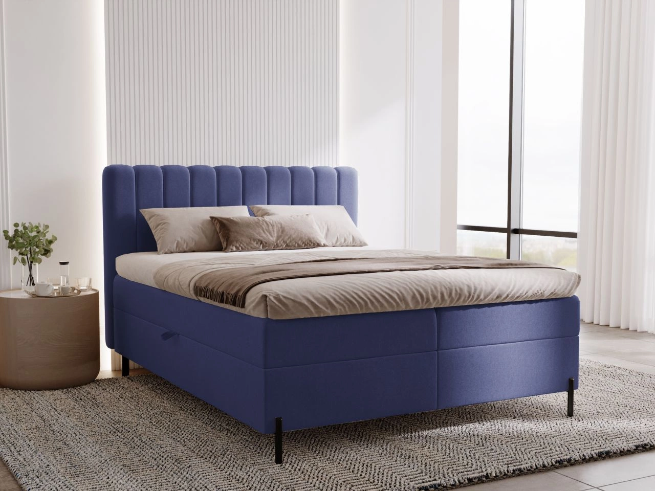 Boxspringbett mit Bettkasten 140x200 Primavera Blau